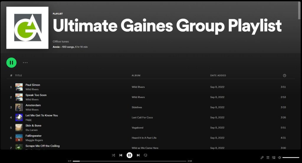 gaines group architects spotify playlist
