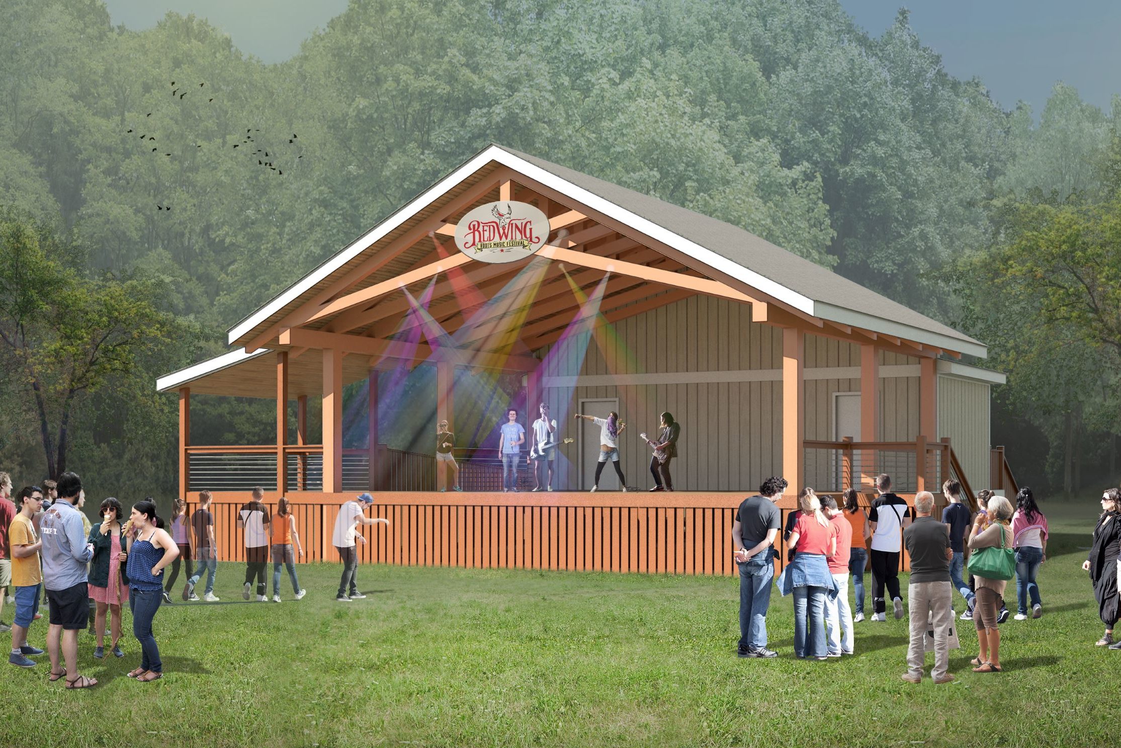 Rendering of Red Wing Stage at Natural Chimneys