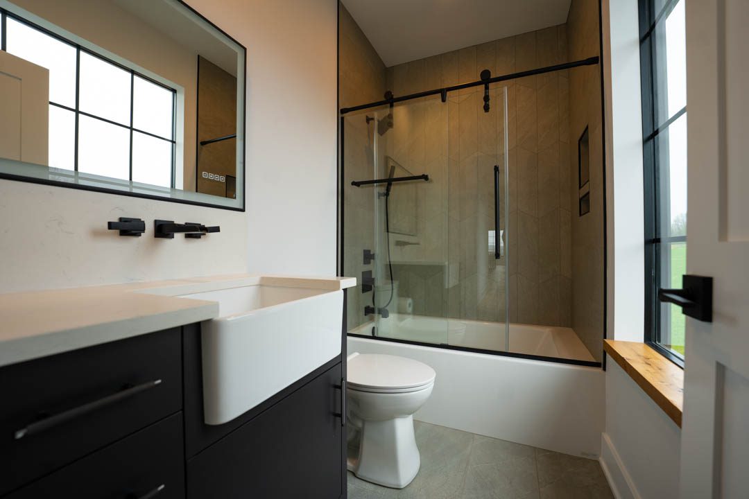 bathroom. shower and tub combo hill top house