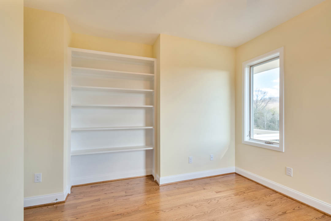 room with shelves