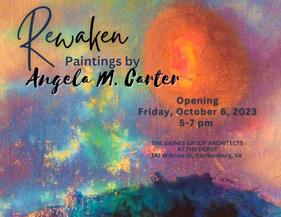 Rewaken poster by Angela Carter for her First Friday gallery opening event.